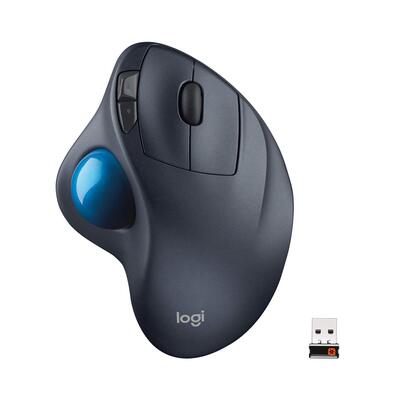 Logitech M570 Wireless Trackball Mouse – Ergonomic Design with Sculpted Right-Hand Shape, Compatible with Apple Mac / Microsoft, USB